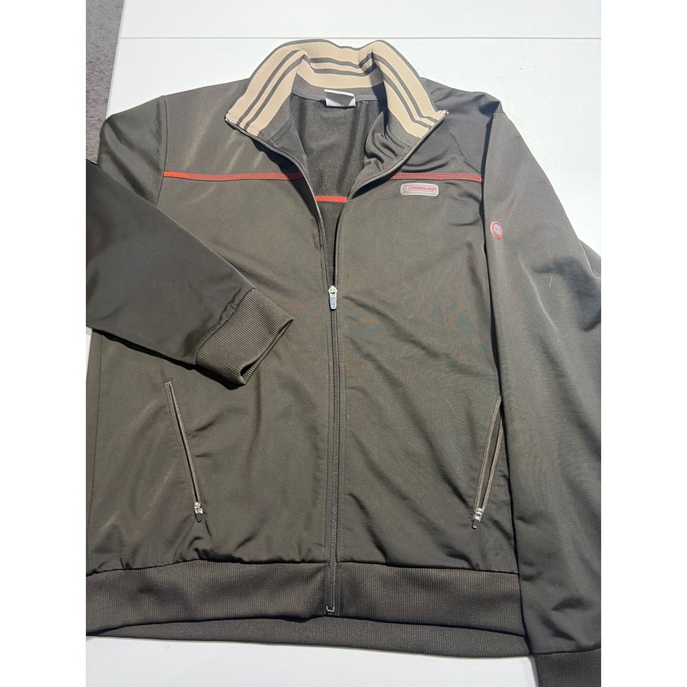Timberland Outdoor Performance Track Jacket Mens XL Brown Full Zip Mock Neck XL